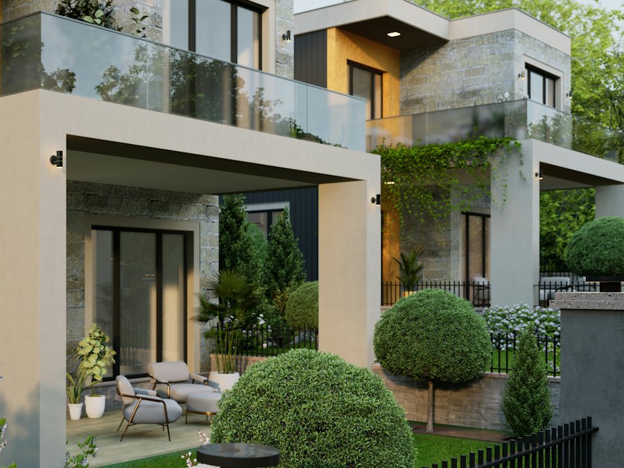 Hiên nhà phố có sân vườn xanh