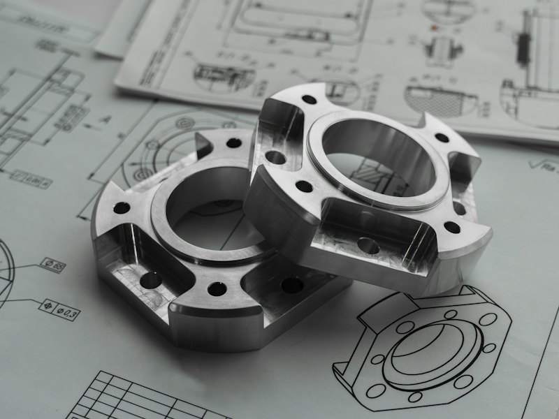 Mặt bích nhôm gia công CNC đặt trên bản vẽ